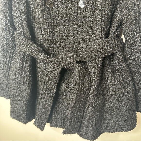 Calvin Klein Wool Knit Pea Coat Belt Warm Pockets Collar size 12p - Picture 4 of 12